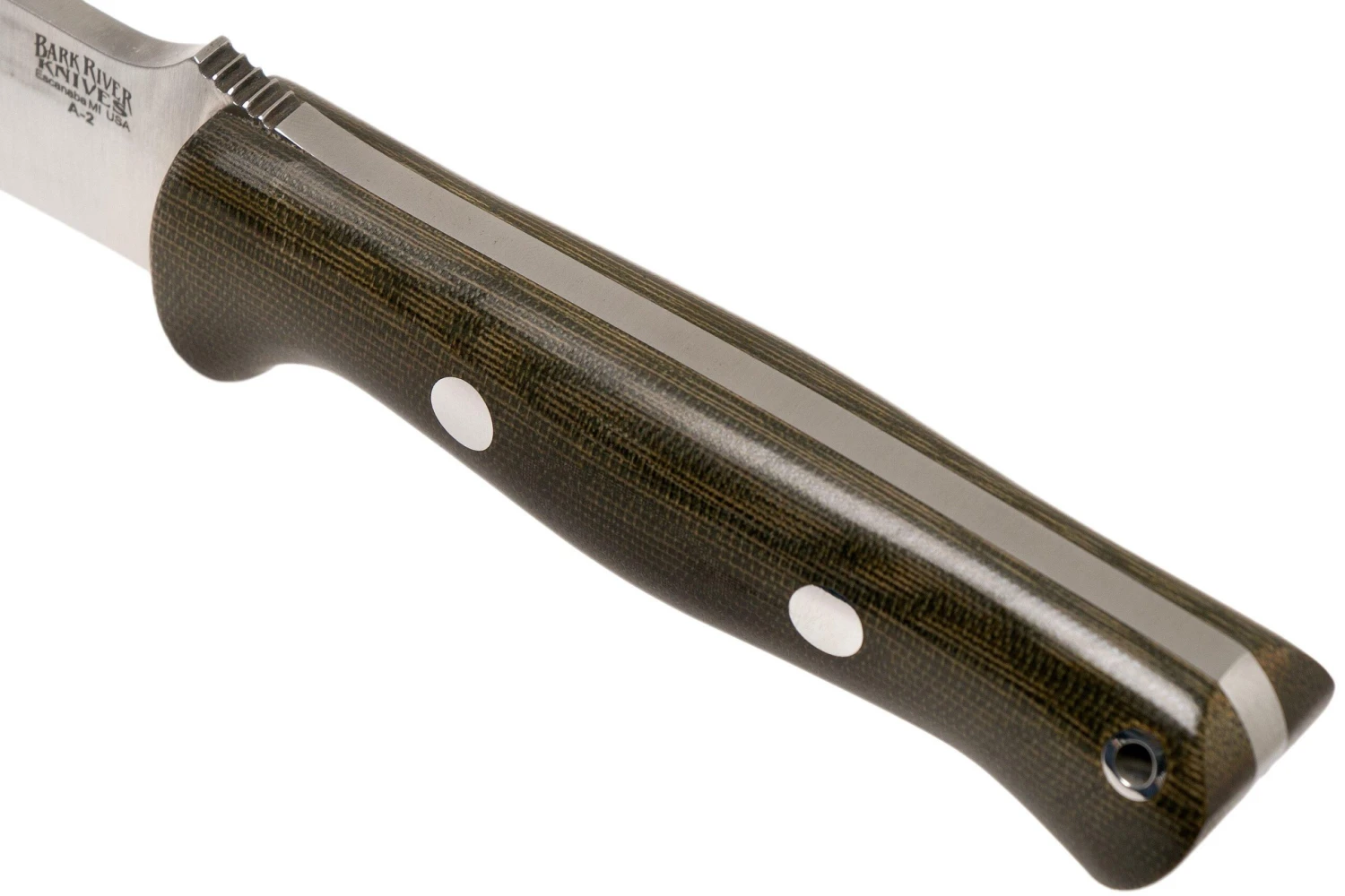 Bark River Bravo 1.5 A2 Green Canvas Micarta Couteau Outdoor 7 Bark River Bravo 1.5 A2 Green Canvas Micarta Couteau Outdoor – Image 5