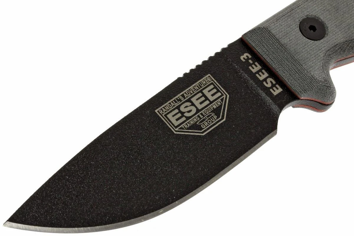 ESEE Model 3 Black Blade, Grey Handle 3P-MB-B Avec étui + Clip Et MOLLE-back 4 ESEE Model 3 Black Blade, Grey Handle 3P-MB-B Avec étui + Clip Et MOLLE-back – Image 2