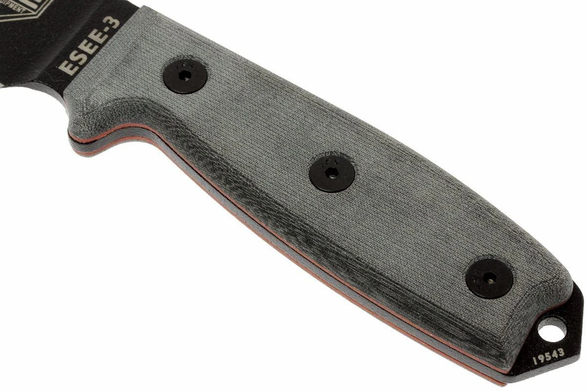 ESEE Model 3 Black Blade, Grey Handle 3P-MB-B Avec étui + Clip Et MOLLE-back 5 ESEE Model 3 Black Blade, Grey Handle 3P-MB-B Avec étui + Clip Et MOLLE-back – Image 3