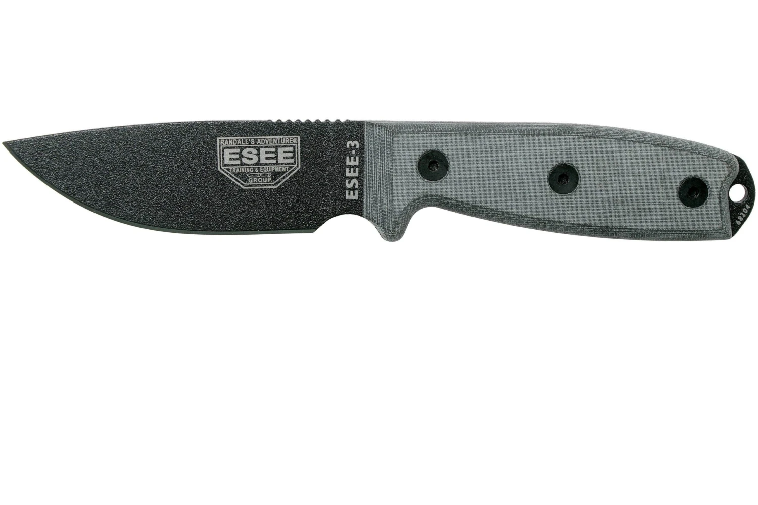 ESEE Model 3 Modified Pommel Black Blade, Grey Handle 3PM Avec Gaine + Clip 3 ESEE Model 3 Modified Pommel Black Blade, Grey Handle 3PM Avec Gaine + Clip