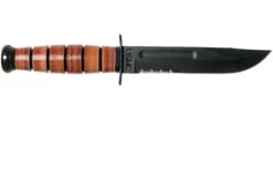 KA-BAR Short USMC 1252 Couteau à Lame Fixe Partiellement Dentelé, étui En Cuir -Couteausuisse Magasin KA1252 02 ka bar