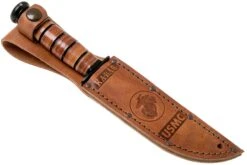 KA-BAR Short USMC 1252 Couteau à Lame Fixe Partiellement Dentelé, étui En Cuir -Couteausuisse Magasin KA1252 07 ka bar