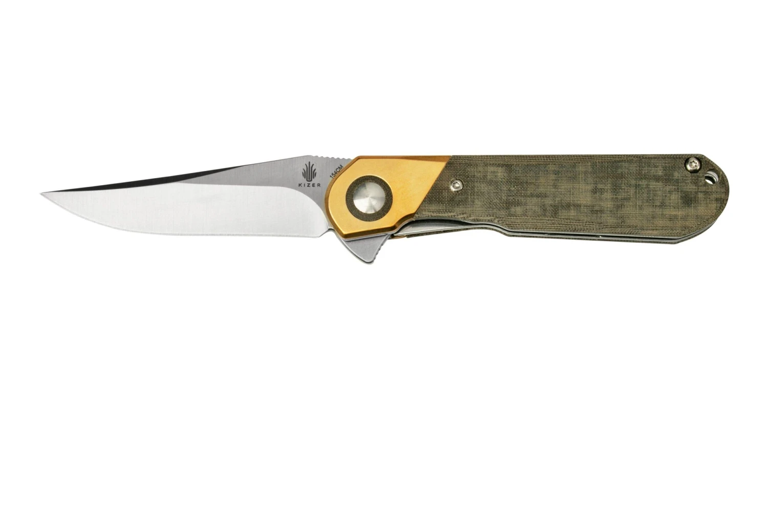 Kizer Comet V3614C1 Brass & Green Micarta, Couteau De Poche 3 Kizer Comet V3614C1 Brass & Green Micarta, Couteau De Poche