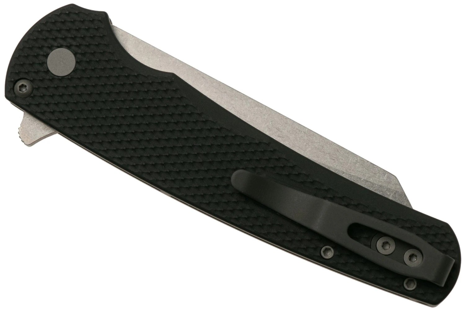 Pro-Tech Malibu 5205 Stonewashed 20CV Reverse Tanto, Black Textured Aluminum Couteau De Poche 6 Pro-Tech Malibu 5205 Stonewashed 20CV Reverse Tanto, Black Textured Aluminum Couteau De Poche – Image 4