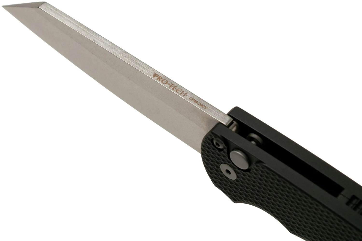 Pro-Tech Malibu 5205 Stonewashed 20CV Reverse Tanto, Black Textured Aluminum Couteau De Poche 11 Pro-Tech Malibu 5205 Stonewashed 20CV Reverse Tanto, Black Textured Aluminum Couteau De Poche – Image 9