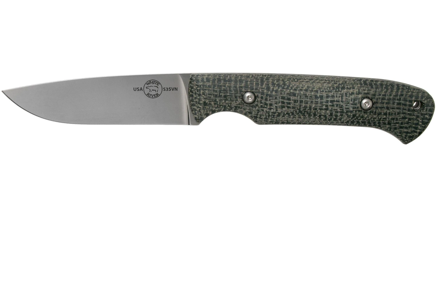White River Knives Hunter Black Burlap Micarta Couteau De Chasse, Owen Baker Jr. Design 3 White River Knives Hunter Black Burlap Micarta Couteau De Chasse, Owen Baker Jr. Design