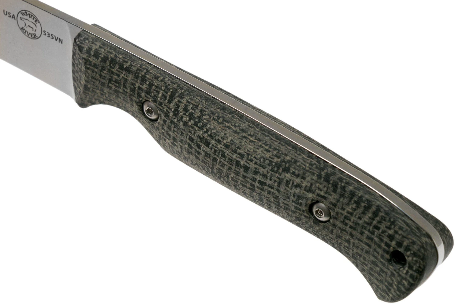 White River Knives Hunter Black Burlap Micarta Couteau De Chasse, Owen Baker Jr. Design 7 White River Knives Hunter Black Burlap Micarta Couteau De Chasse, Owen Baker Jr. Design – Image 5